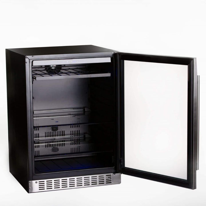 Azure 2.0 24-Inch Standard Height Beverage Center with Stainless Trim Glass Door - A224BEV-S