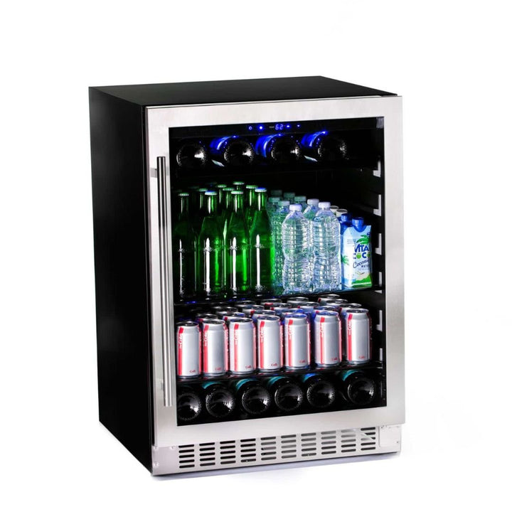 Azure 2.0 24-Inch Standard Height Beverage Center with Stainless Trim Glass Door - A224BEV-S