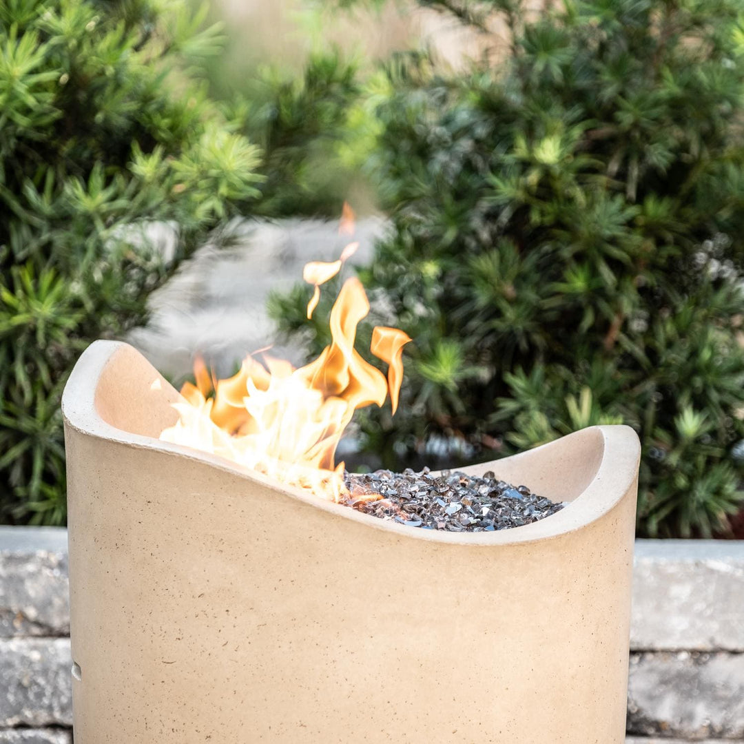 American Fyre Designs Wave 20 Inch Round GFRC Natural Gas Fire Urn in Cafe Blanco