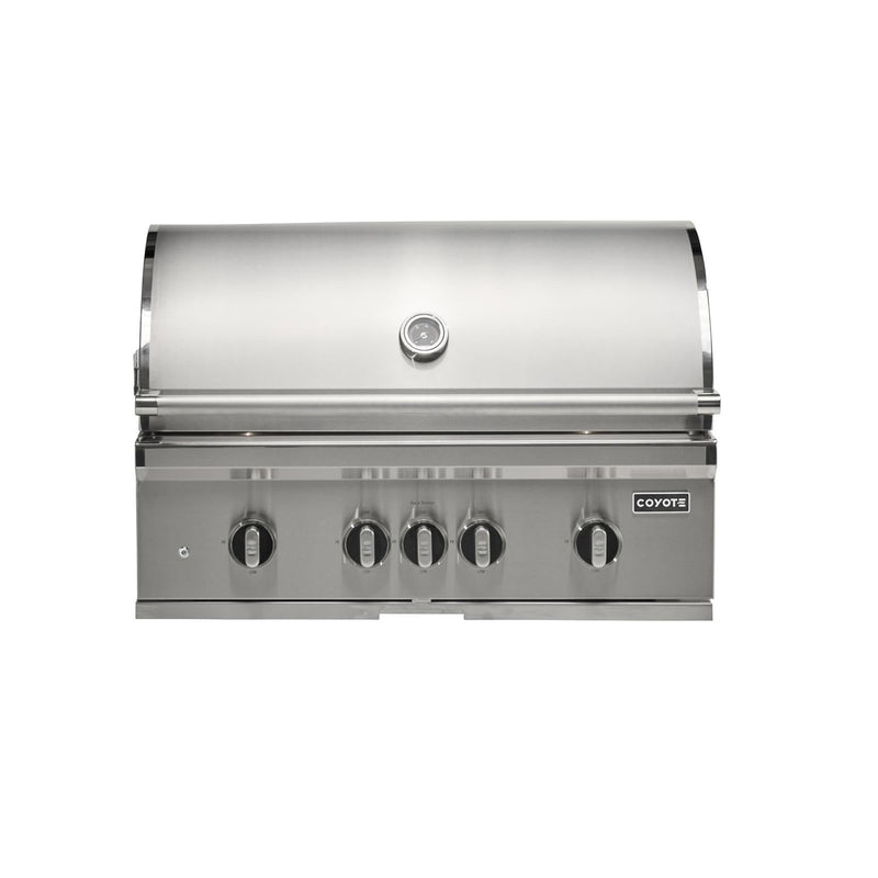 Coyote SL-Series 36-in 4-Burner Built-In Gas Grill w/ Sear Burner, Rotisserie, & Safety Valve - C3SL36