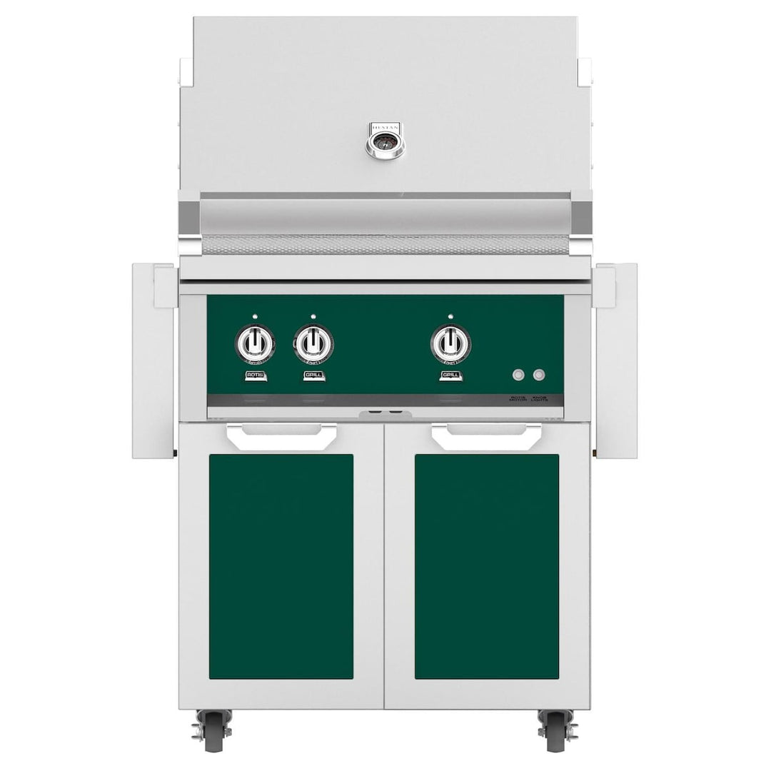 Hestan 30-Inch Gas Grill w/ Rotisserie On Double Door Tower Cart