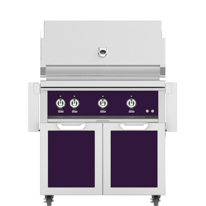 Hestan 36-Inch Gas Grill W/ Rotisserie On Double Door Tower Cart