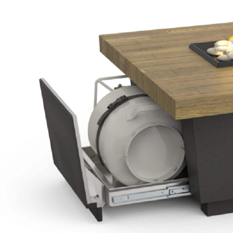 American Fyre Designs Contempo LP Select 52 Inch Rectangular GFRC Propane Fire Pit Table in French Barrel Oak