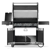 Black and silver gas grill on a white background