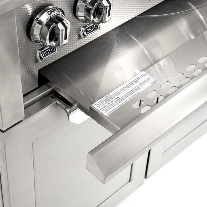 Hestan 30-Inch Gas Grill w/ Rotisserie On Double Door Tower Cart