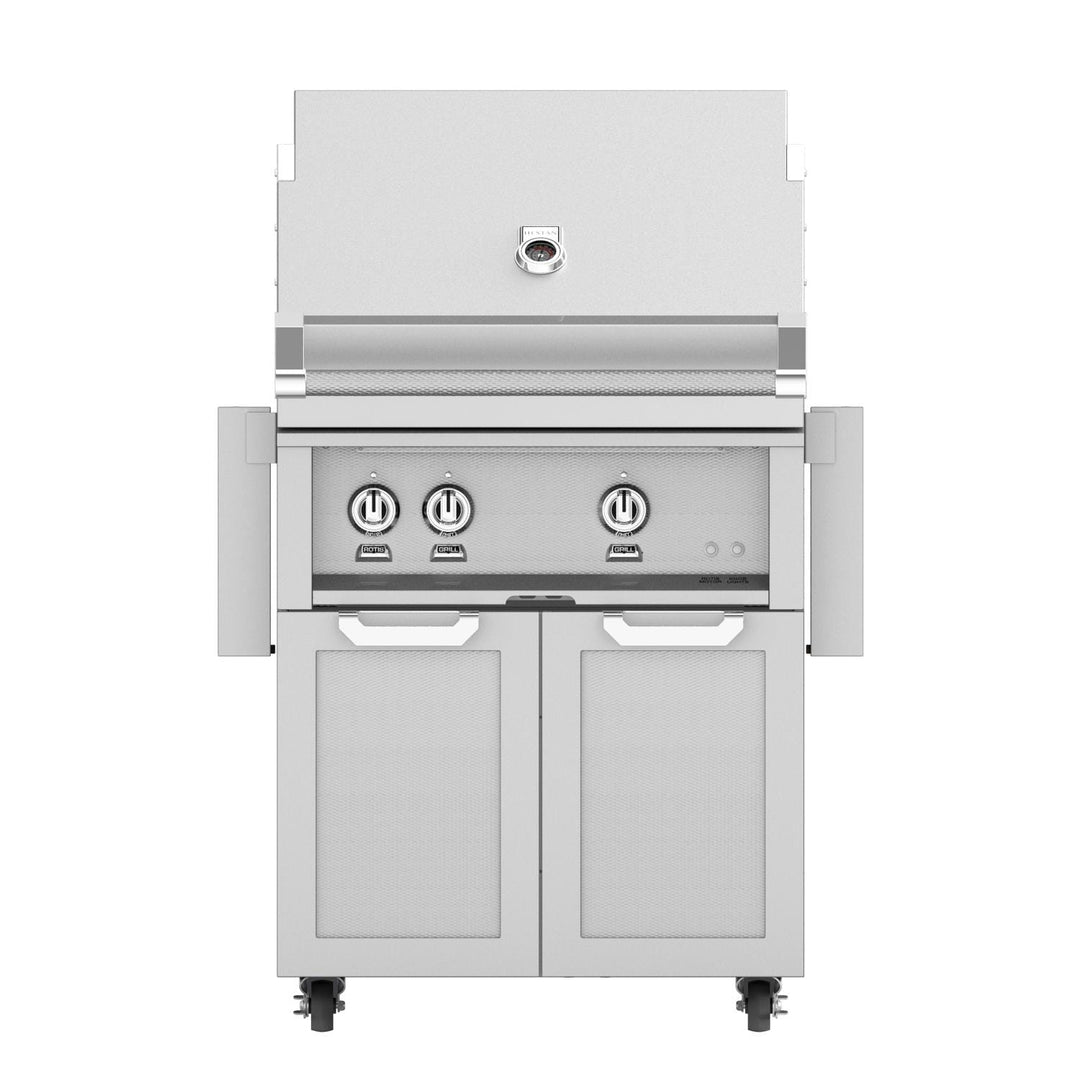 Hestan 30-Inch Gas Grill w/ Rotisserie On Double Door Tower Cart
