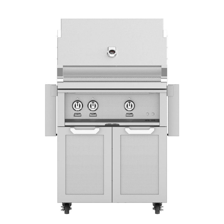 Hestan 30-Inch Gas Grill w/ Rotisserie On Double Door Tower Cart