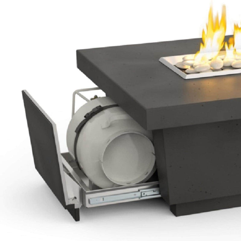 American Fyre Designs Contempo LP Select 52 Inch Rectangular GFRC Propane Fire Pit Table in Black Lava