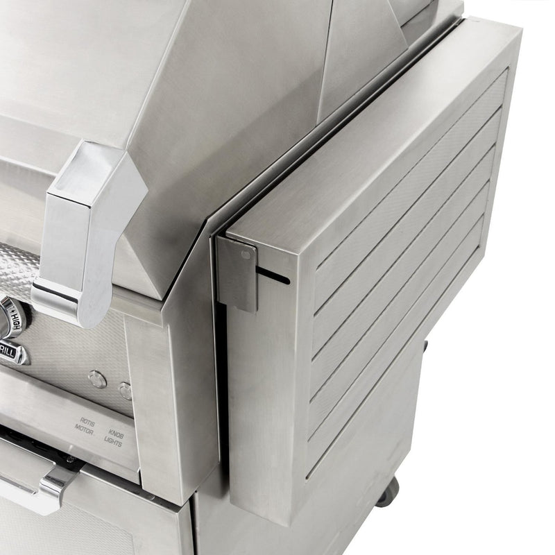 Hestan 36-Inch Gas Grill W/ Rotisserie On Double Drawer & Door Tower Cart