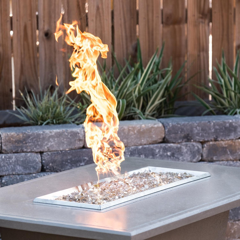 American Fyre Designs Cosmopolitan 52 Inch Rectangular GFRC Gas Fire Pit Table in Smoke