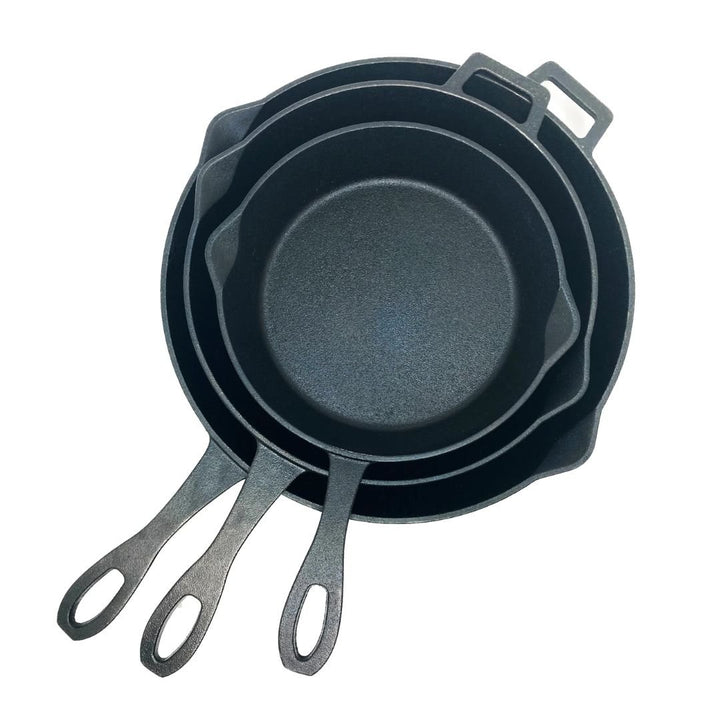 Bayou 10-in, 12-in, and 14-in Cast Iron Skillet Set