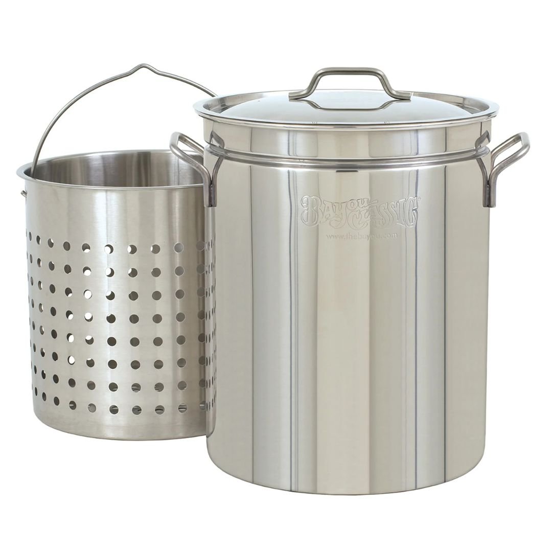 Bayou 44-qt Stainless Stockpot with Lid and Basket - 1144
