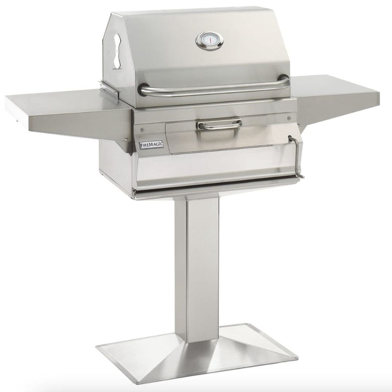 Fire Magic Legacy 24-Inch Smoker Charcoal Grill On Patio Post - 22-SC01C-P(G)6