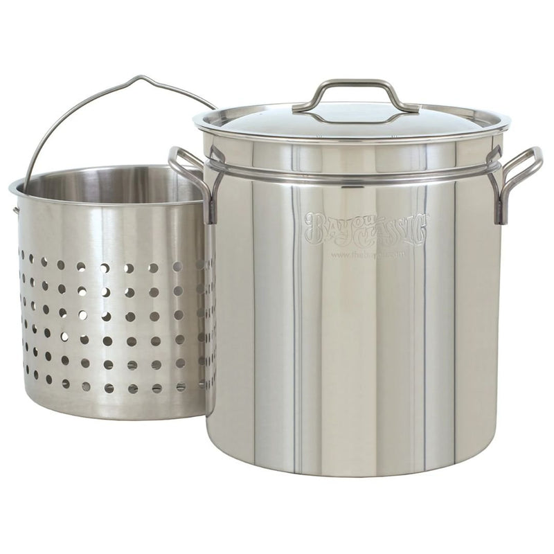 Bayou 24-qt Stainless Stockpot with Lid and Basket - 1124