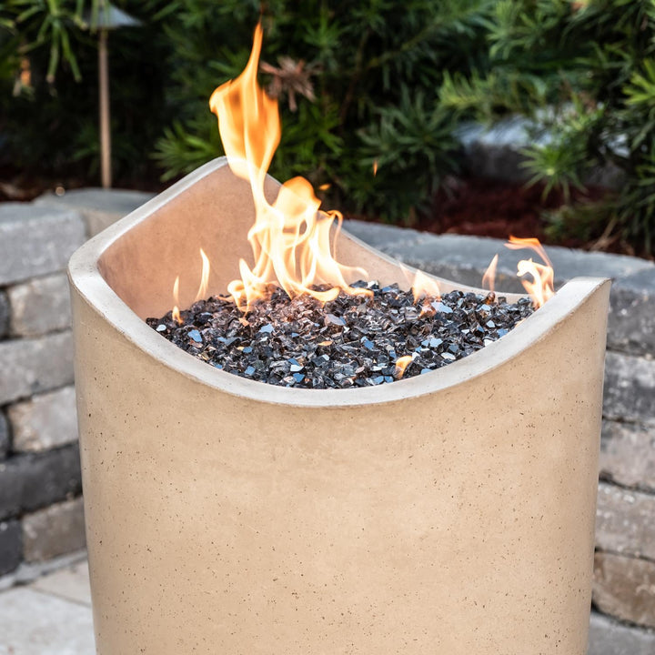 American Fyre Designs Wave 20 Inch Round GFRC Natural Gas Fire Urn in Cafe Blanco