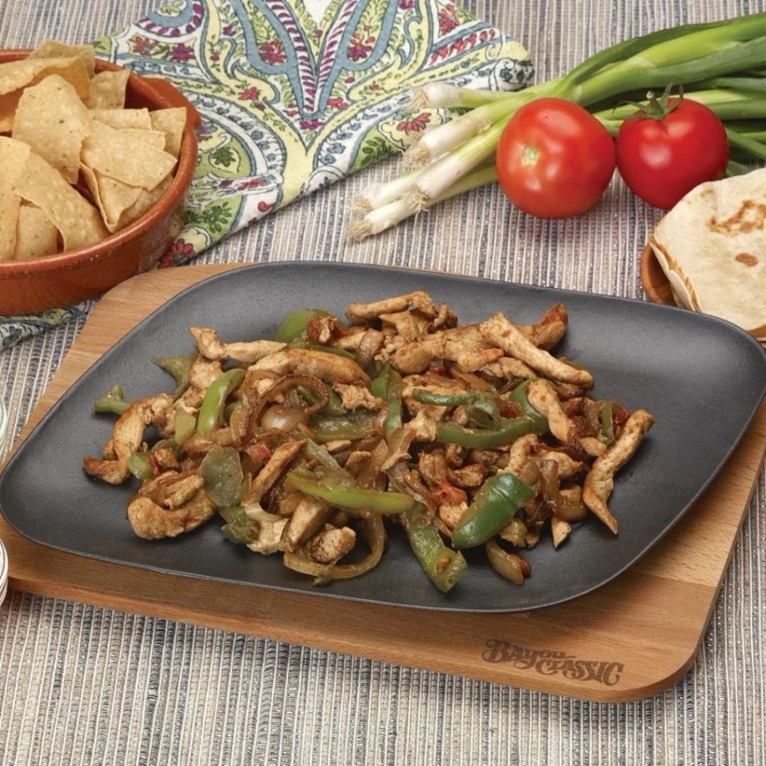 Bayou Classic Black Enameled Cast Iron Fajita Pan