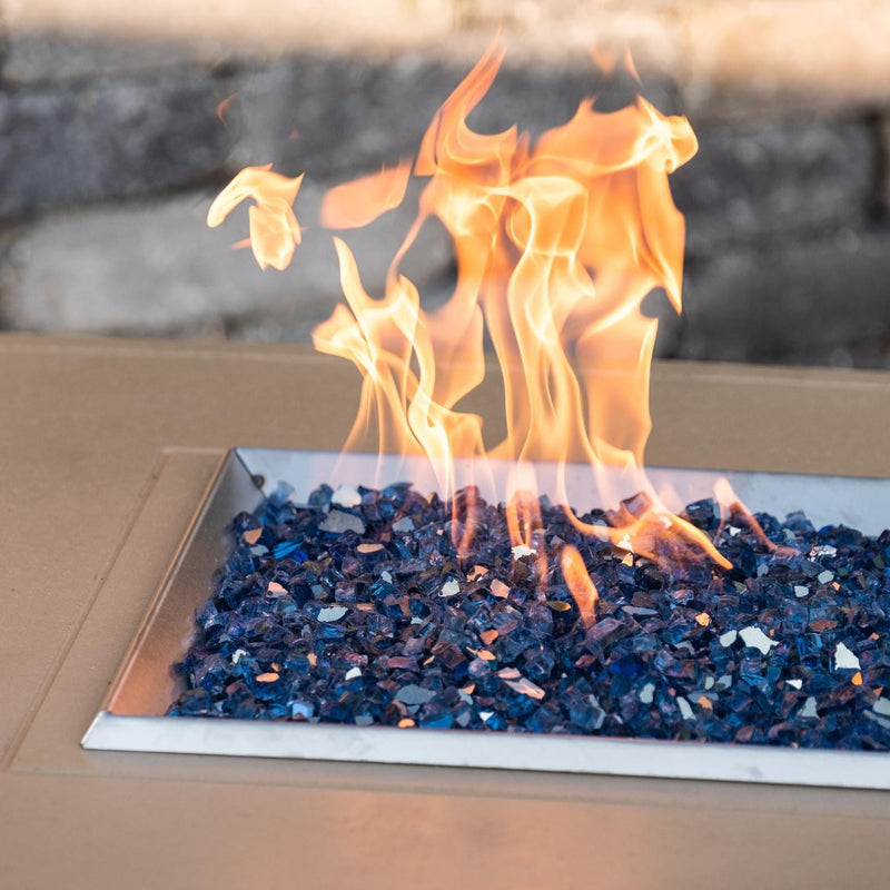 American Fyre Designs Cosmopolitan 36 Inch Square GFRC Natural Gas Fire Pit Table in Cafe Blanco