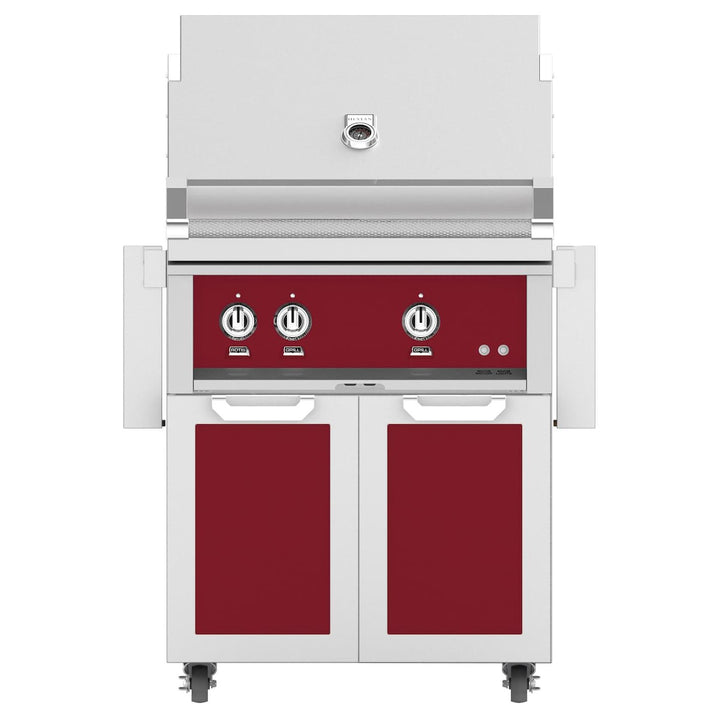 Hestan 30-Inch Gas Grill w/ Rotisserie On Double Door Tower Cart