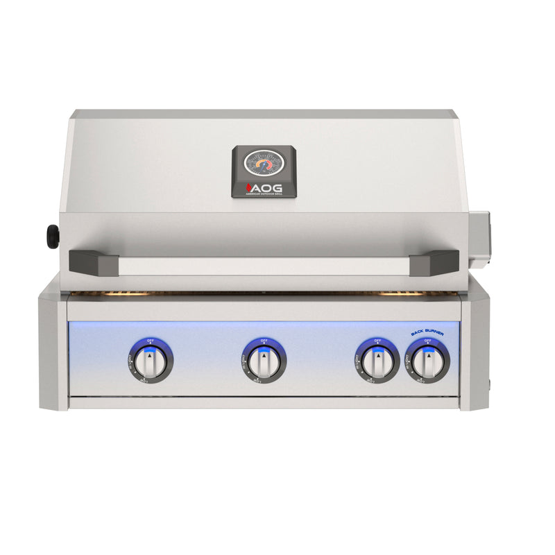 American Outdoor Grill 30-in 3-Burner L-Series Built-In Grill with Lights and Rotisserie - AOG30LN(P)
