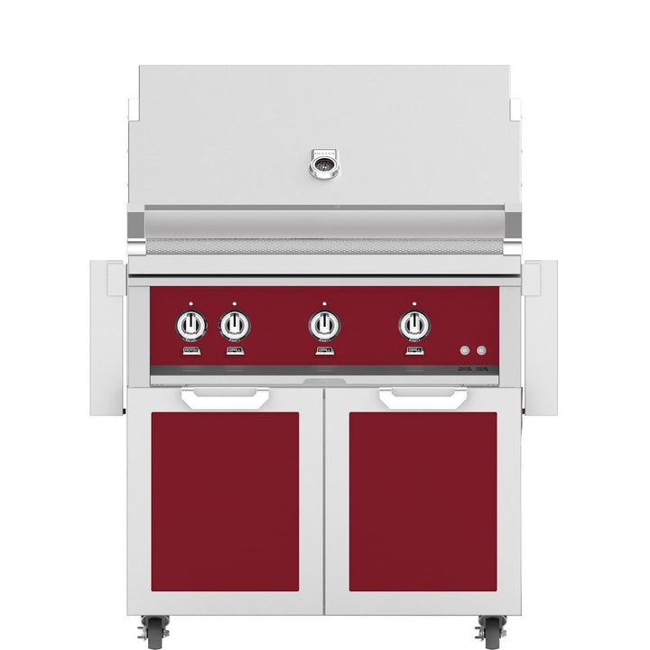 Hestan 36-Inch Gas Grill W/ Rotisserie On Double Door Tower Cart