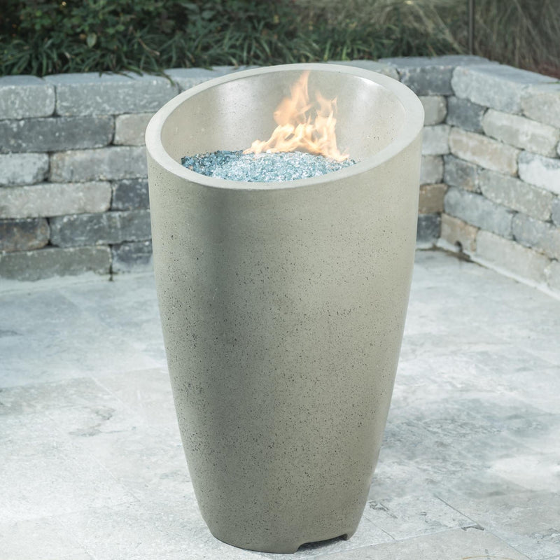 American Fyre Designs Eclipse 23 Inch Round GFRC Gas Fire Urn in Smoke