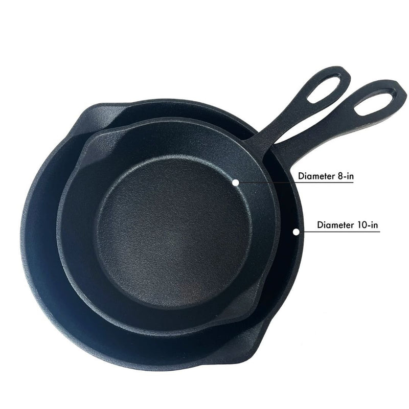 Bayou 8-in and 10-in Cast Iron Skillet Set