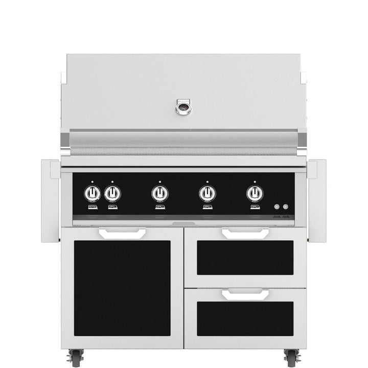 Hestan 42-Inch Gas Grill W/ Sear Burner & Rotisserie On Double Drawer & Door Tower Cart