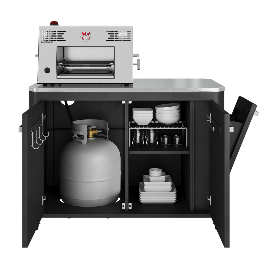 Schwank Grill + Modern Grill Table (Large) + Cover