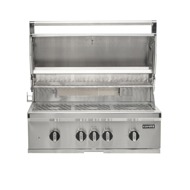 Coyote SL-Series 36-in 4-Burner Built-In Gas Grill w/ Sear Burner, Rotisserie, & Safety Valve - C3SL36