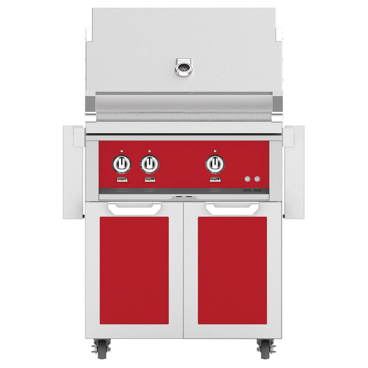 Hestan 30-Inch Gas Grill w/ Rotisserie On Double Door Tower Cart