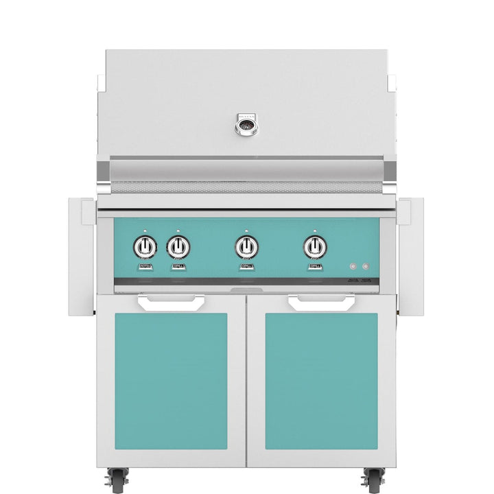 Hestan 36-Inch Gas Grill W/ Rotisserie On Double Door Tower Cart