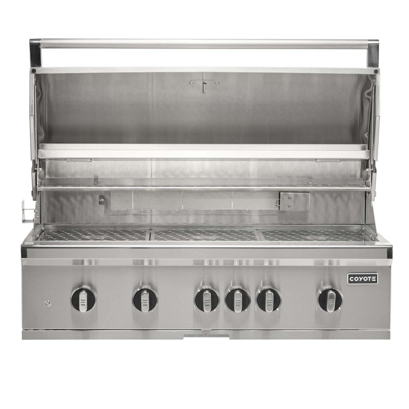 Coyote SL-Series 42-in 5-Burner Built-In Gas Grill w/ Sear Burner, Rotisserie, & Safety Valve - C3SL42