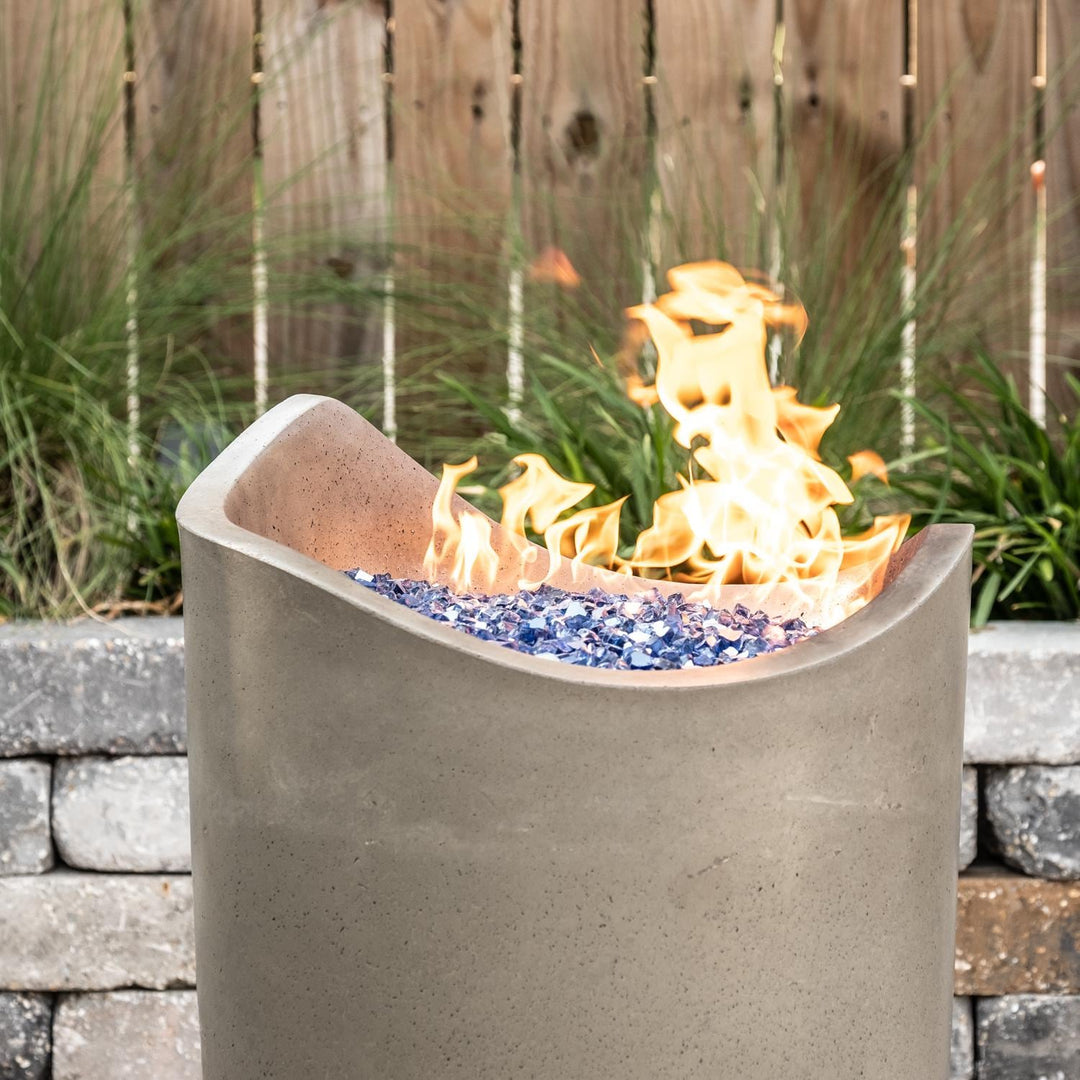 American Fyre Designs Wave 20 Inch Round GFRC Gas Fire Urn in Smoke
