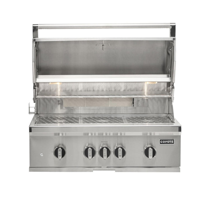 Coyote SL-Series 36-in 4-Burner Built-In Gas Grill w/ Sear Burner, Rotisserie, & Safety Valve - C3SL36