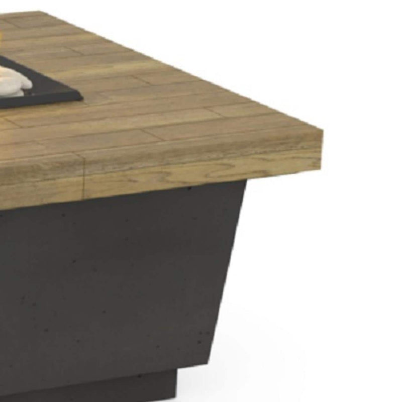 American Fyre Designs Contempo LP Select 52 Inch Rectangular GFRC Propane Fire Pit Table in French Barrel Oak