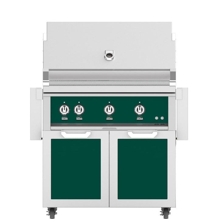 Hestan 36-Inch Gas Grill W/ Rotisserie On Double Door Tower Cart