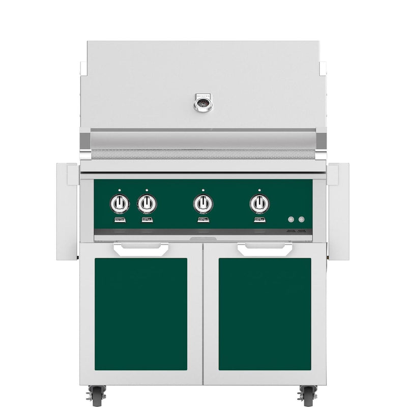 Hestan 36-Inch Gas Grill w/ Sear Burner & Rotisserie On Double Door Tower Cart