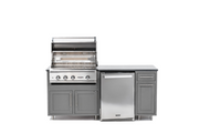 Outdoor kitchen grill and refrigerator combo on a white background