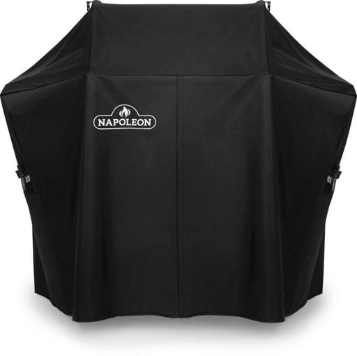 Black grill cover with Napoleon logo on a white background