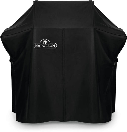 Black grill cover with Napoleon logo on a white background