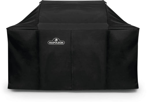 Black grill cover with Napoleon logo on a white background