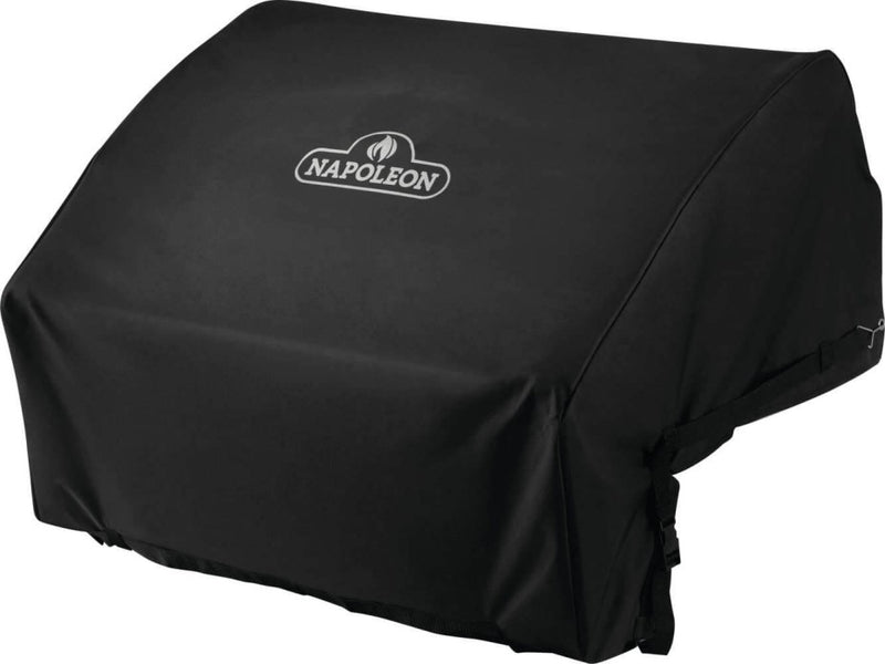 Black grill cover with Napoleon logo on a white background