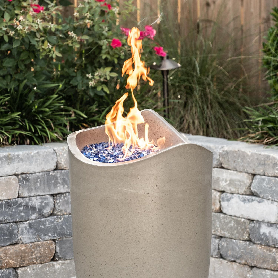 American Fyre Designs Wave 20 Inch Round GFRC Gas Fire Urn in Smoke
