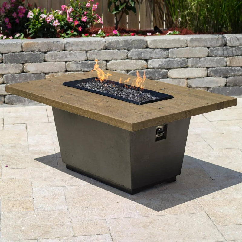 American Fyre Designs Cosmopolitan 54 Inch Rectangular GFRC Gas Fire Pit Table in Black