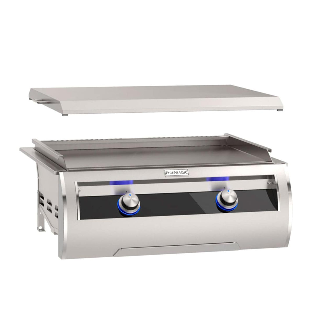 Fire Magic Echelon Diamond E660i Black Glass Built-In Gas Gourmet Griddle w/ Stainless Steel Cover - E660I-1T4