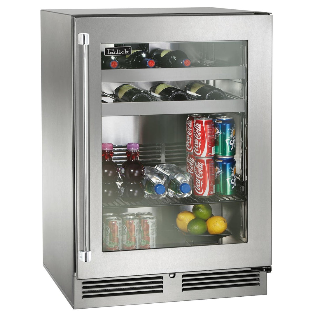 Perlick 24-Inch Signature Series Stainless Steel Glass Door Outdoor Beverage Center
