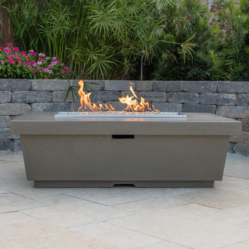 American Fyre Designs Contempo 52 Inch Rectangular GFRC Natural Gas Fire Pit Table in Smoke