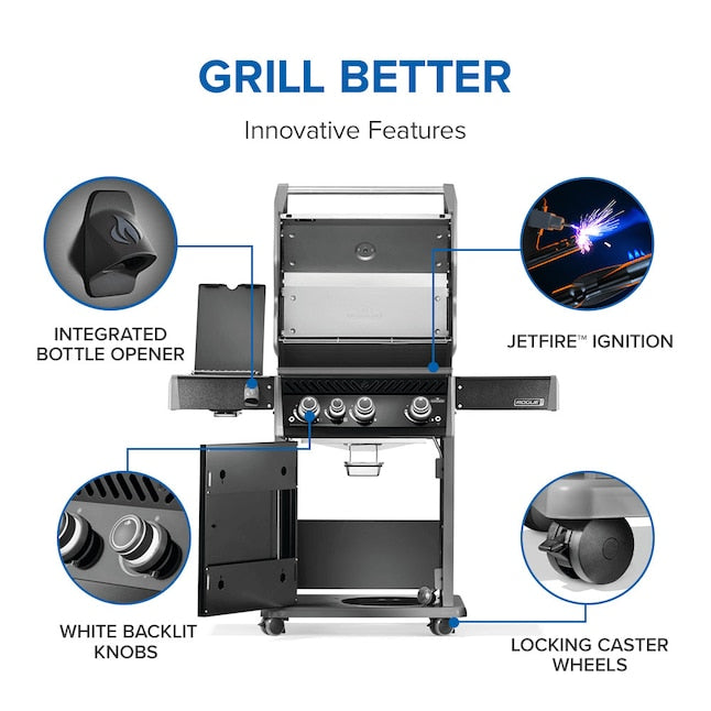Napoleon Rogue PRO 425 3-Burner Natural Gas Grill w/ Infrared Side Burner - Black - RP425SIBN(P)K(SS)-2