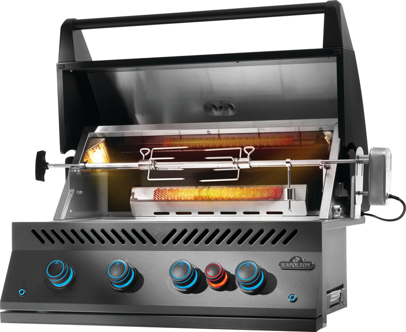 Napoleon Built-In 700 Series 32-Inch Propane Grill w/ Infrared Rear Burner & Rotisserie Kit - Matte Black - BIG32RBPMK-1
