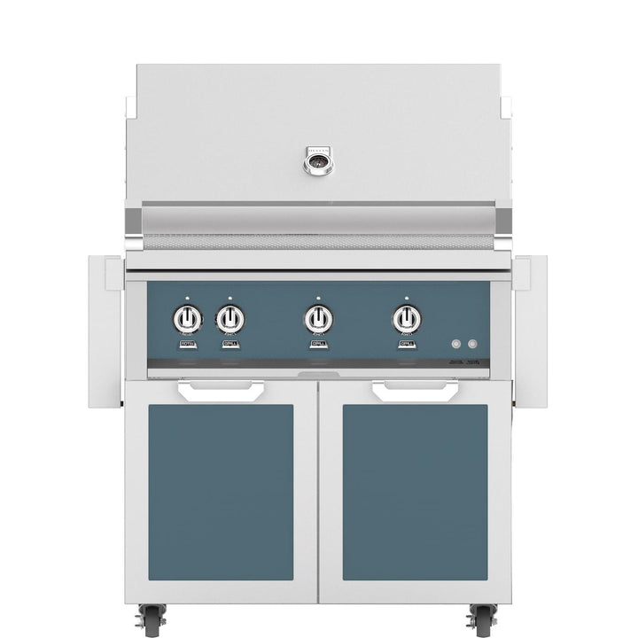 Hestan 36-Inch Gas Grill W/ Rotisserie On Double Door Tower Cart